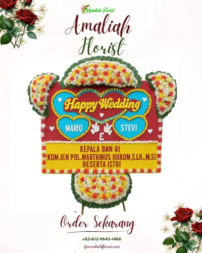 Karangan Papan Bunga Pernikahan di Sobangan